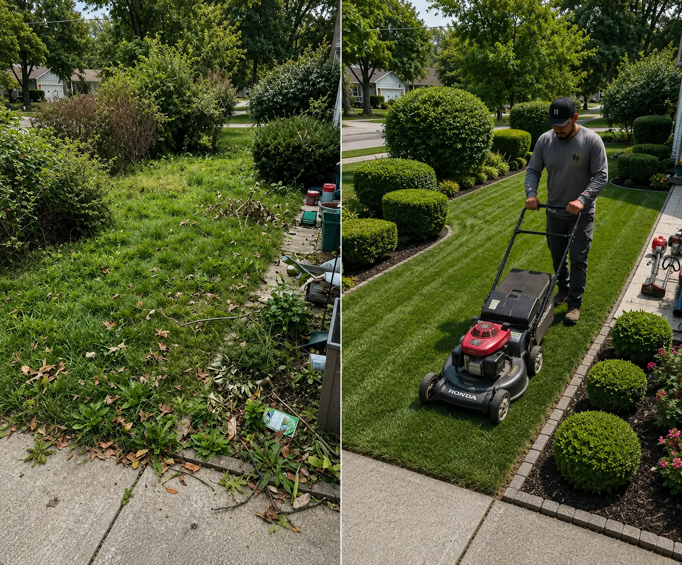 Before and after landscaping