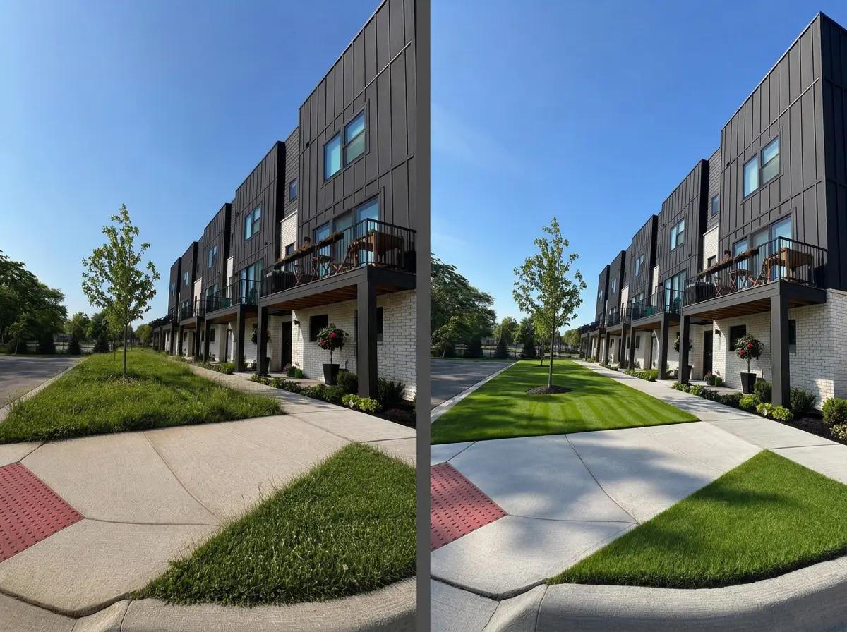 Before and after landscaping transformation in Southwest Michigan
